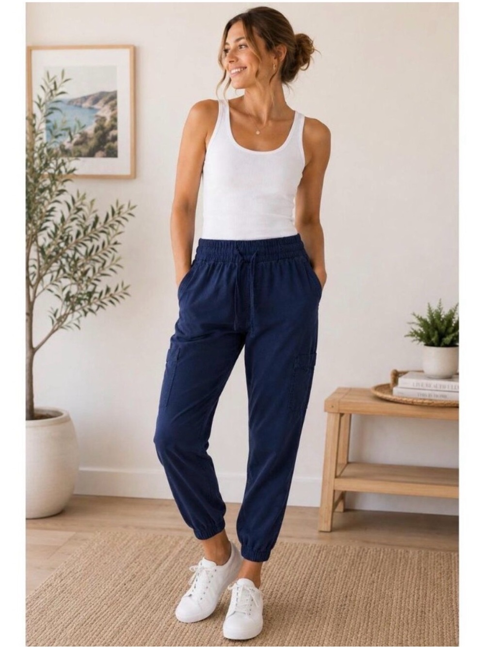 Old Navy Drawstring Joggers, Navy Blue, Women’s Size Medium, StretchTech, pants